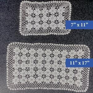 Vintage 2-Piece Set Handmade Crochet Natural Lace Doilies Dresser/Table Scarves